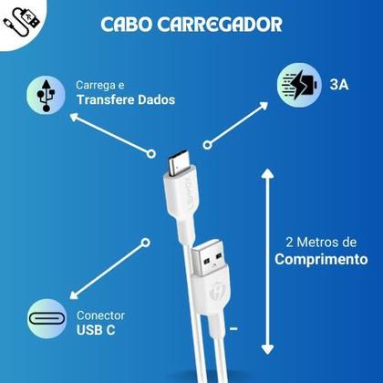 Imagem de Kit Carregador Turbo 2 Metros Compatível Com Samsung Galaxy A55  _ Cabo Tipo C e Fonte