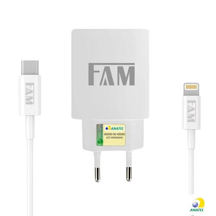 Imagem de kit Carregador Turbo 30w Fam + Cabo Usb C Para lPhone lPad