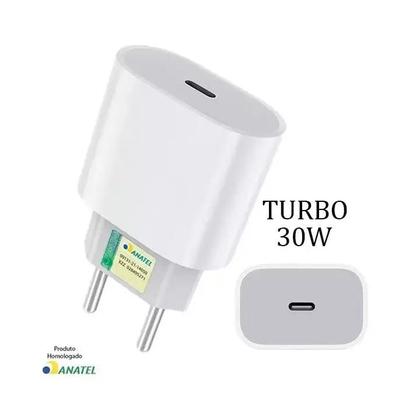 Imagem de Kit Carregador Turbo 30W Fonte USB-C + Cabo Tipo-C Compatível Samsung Xiaomi Motorola
