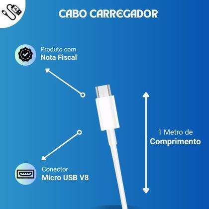 Imagem de Kit Carregador Turbo compatível com Redmi 12c / Cabo Micro USB V8 e Fonte