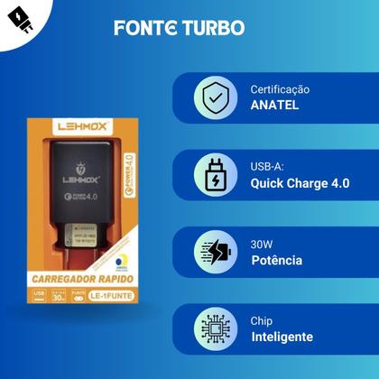 Imagem de Kit Carregador Turbo compatível com Samsung A30s / Cabo USB C e Fonte