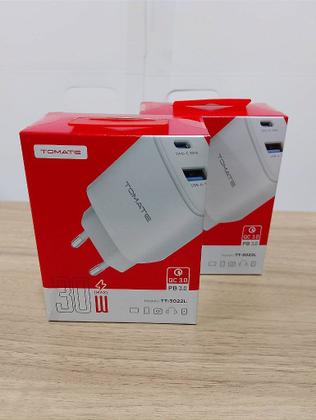 Imagem de Kit Carregador Turbo Lightning 30W Type-C e USB Tomate TT-3022L