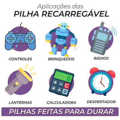 Imagem de Kit Carregador Usb + 4 Pilhas Recarregável Palito AAA 1.5v 1000MAH Cod: 408260015 Avant Use