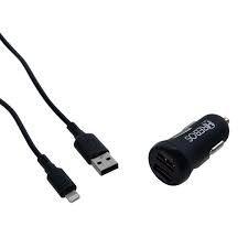 Imagem de Kit Carregador Veicular c/ 2 Entradas USB e Cabo IOS / Lightning HREBOS - HS-182I