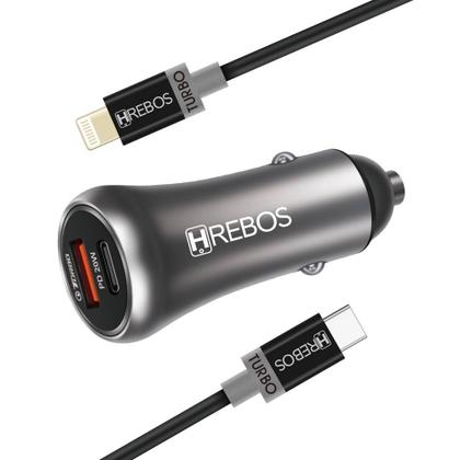 Imagem de Kit Carregador Veicular + Cabo Lightning Power Turbo Anatel NFe