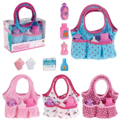 Imagem de Kit Carrinho Boneca Passeio C/ Berço Vira Caminha e Bolsinha