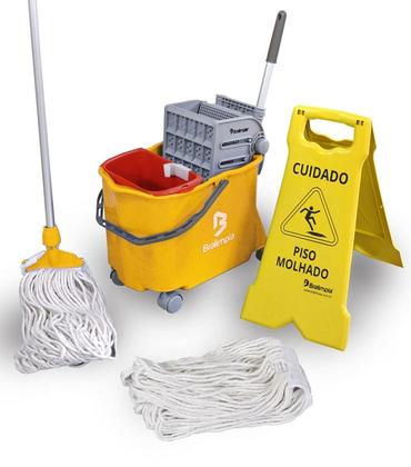 Imagem de Kit Carrinho + Cabo + Mop Úmido Doblo Flex 20 Bralimpia
