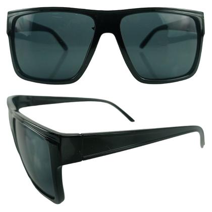 Imagem de Kit Carteira Preta Masculina Pequena Com Divisória E Óculos Escuro Retangular Com Proteção Solar Uv400 Aro Fosco MD-40