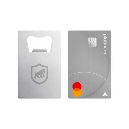 Imagem de Kit Carteira RFID Porta Cartão Ultra Slim e Cartão Abridor em Metal - Gshield