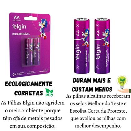 Imagem de Kit cartela 2 pilhas alcalina comum aa pequena 2700 mah recarregavel bateria sonic controle xbox video game