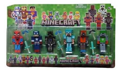 Imagem de Kit Cartelado Minecraft Com 6 Bonecos Heróis