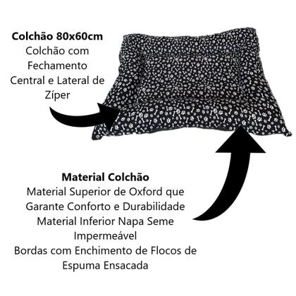 Imagem de Kit Casa Cachorros Gato N4 Azul + Caminha Colchão Acolchoado