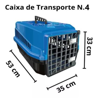 Imagem de Kit Casa Plástica Pet + Caixa Transporte Resistente N4 Azul