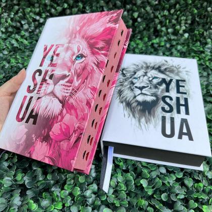 Imagem de Kit Casal 2 Bíblias Yeshua Rosa e Yeshua Lateral Preta Edifica LETRA MÉDIA Com Harpa e Índice ARC