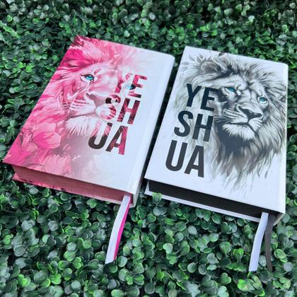 Imagem de Kit Casal 2 Bíblias Yeshua Rosa e Yeshua Lateral Preta Edifica LETRA MÉDIA Com Harpa e Índice ARC