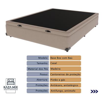 Imagem de Kit Casal Cama Bege Box Baú Colchão Extra Firme Ortobom D45