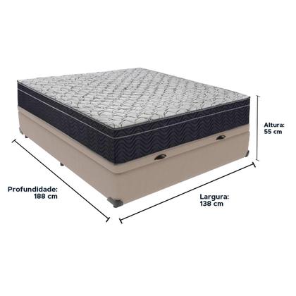 Imagem de Kit Casal Cama Bege Box Baú Colchão Extra Firme Ortobom D45