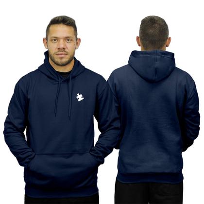 Imagem de Kit Casal Moletom 2 Blusas Canguru com Bolso e Capuz Quebra Cabeça