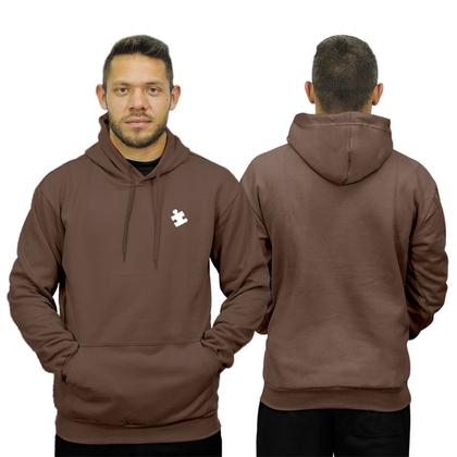 Imagem de Kit Casal Moletom 2 Blusas Canguru com Bolso e Capuz Quebra Cabeça