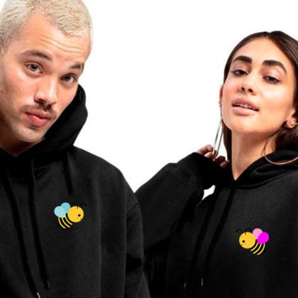 Imagem de Kit Casal Moletom Blusa Capuz Canguru Conjunto Combinando Relaxado