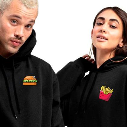 Imagem de Kit Casal Moletom Blusa Capuz Canguru Conjunto Combinando Relaxado