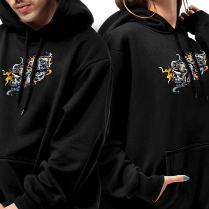 Imagem de Kit Casal Moletom Modelo Canguru Com Capuz Blusa Peluciada