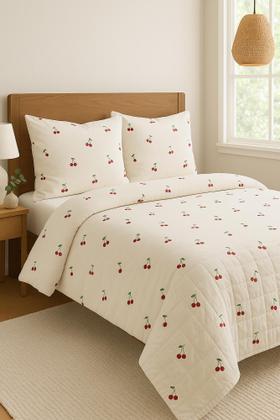 Imagem de Kit Casal Padrão 3 Peças Cobre Leito Essencialle Várias Estampas Premium Cereja