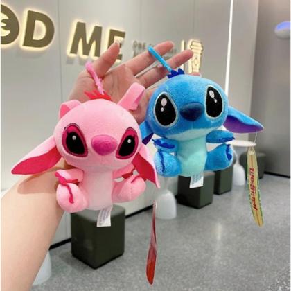 Imagem de Kit Casal Pelucia Stitch E Angel Chaveiro Disney Super Macio