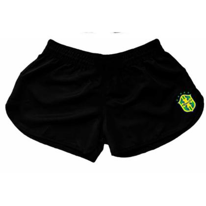 Imagem de Kit Casal Short Seleção Praia Combinando Boné Aba Curva Estampa Brasil