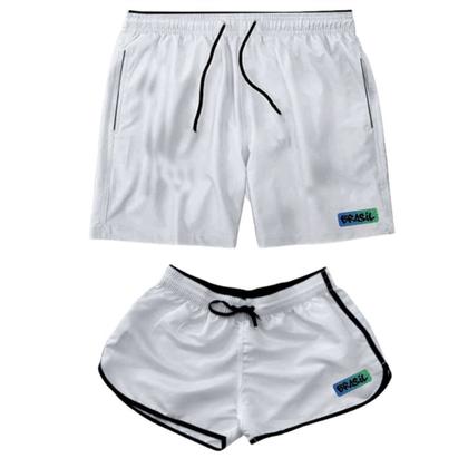 Imagem de Kit Casal Short Tactel Moda Praia Bermudas Copa Brasil