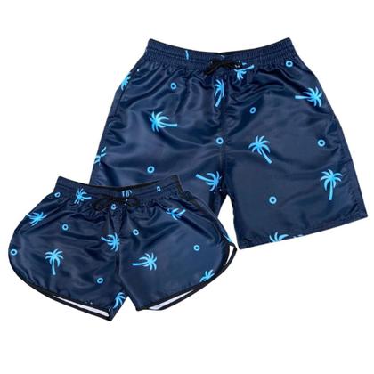 Imagem de Kit Casal Shorts e Bonés Iguais Kit Combinando Namorados Top Moda Praia Viagem