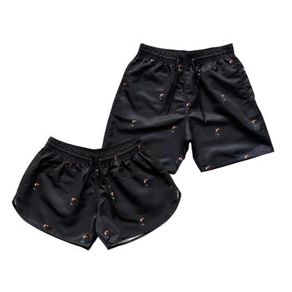 Imagem de Kit Casal Shorts e Bonés Iguais Kit Combinando Namorados Top Moda Praia Viagem