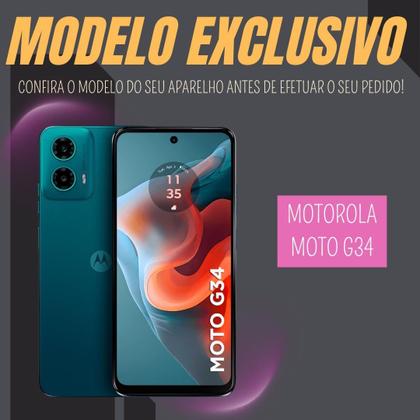 Imagem de Kit Case Capa Capinha Para Motorola Moto G34 Transparente Silicone Anti Impacto + Película Para Moto G34 De Vidro 3D 9H