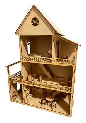 Imagem de Kit Casinha De Bonecas Com Sacada + Moveis Light W4030