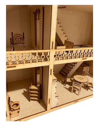 Imagem de Kit Casinha De Bonecas Com Sacada + Moveis Light W4030