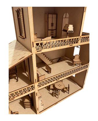 Imagem de Kit Casinha De Bonecas Com Sacada + Moveis Light W4030