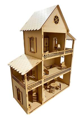 Imagem de Kit Casinha De Bonecas Com Sacada + Moveis Light W4030