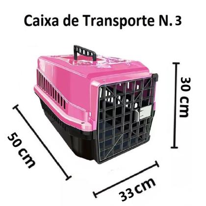 Imagem de Kit Casinha Dog Pet N3 e Caixa Transporte Suporta 7kg Rosa