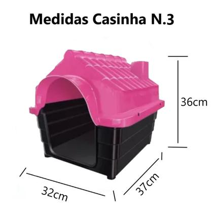 Imagem de Kit Casinha Dog Pet N3 e Caixa Transporte Suporta 7kg Rosa