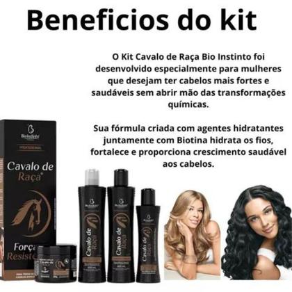 Imagem de Kit Cavalo De Raça Bio Instinto shampoo  mascara  condicionador leavein crescimento capilar antiqueda