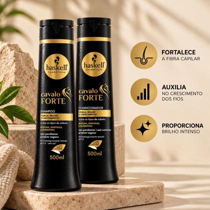 Imagem de Kit Cavalo Forte 500ml Haskell  Shampoo e Condicionador  Força, brilho e crescimento capilar