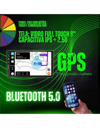 Imagem de Kit Central Multimídia Android 9" CarPlay Câmera Ré TV Digital 1-SEG Moldura Onix 2012/2019