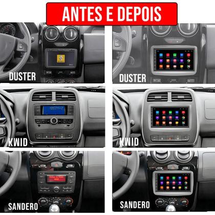 Imagem de Kit Central Multimídia Android Kwid Duster Sandero Captur Logan 7 Polegadas Tv Online GPS Bluetooth