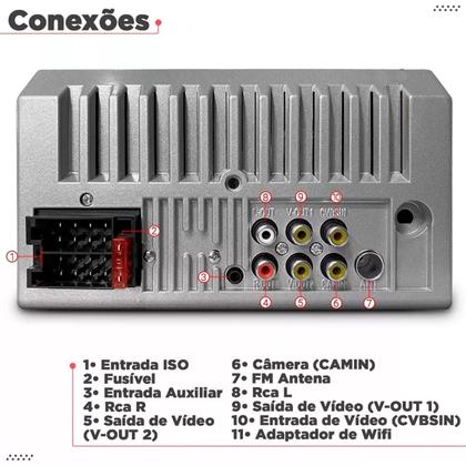 Imagem de Kit Central Multimidia + Camera de Ré + Moldura Polo 03 até 13 Mp5 Player Espelhamento Bluetoot C19a