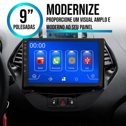 Kit Central Multimídia CarPlay Android Auto MP5 9" Polegadas Ford Ka ...