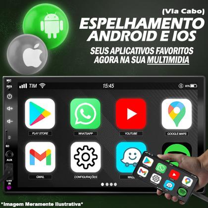 Imagem de kit central multimidia mp5 com espelhamento android ios + moldura de 7 polegadas compativel com ONIX, COBALT, SPIN, PRISMA E ONIX JOY + camera de ré