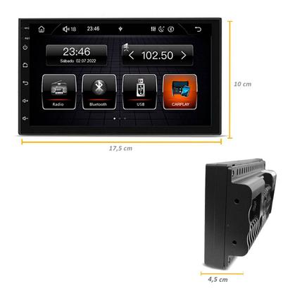 Imagem de Kit central multimidia roadstar 7 pol rs708br prime carplay onix 2013 a 2018 cobalt 2011 a 2015