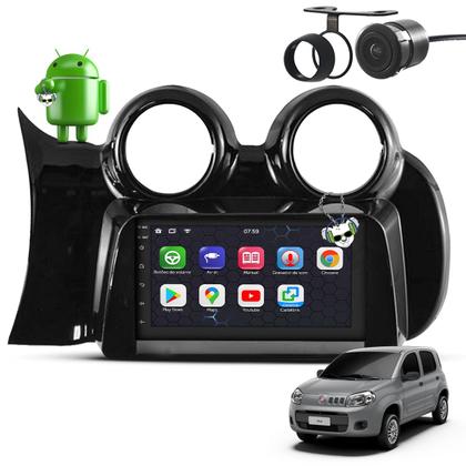 Imagem de Kit Central Multimídia Sistema Android Espelhamento Usb Bluetooth Fiat Uno Vivace 2011 2012 2013 2014 Moldura na Cor Black Piano