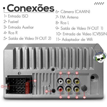 Imagem de Kit Central Multimídia Universal Espelhamento Usb Mp5 2 Din Bluetooth Câmera de Ré Fiat Palio Siena Strada Weekend Moldura Prata