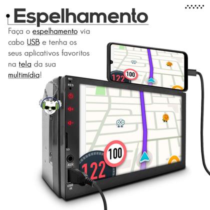 Imagem de Kit Central Multimídia Universal Espelhamento Usb Mp5 2 Din Bluetooth Câmera de Ré Fiat Palio Siena Strada Weekend Moldura Prata